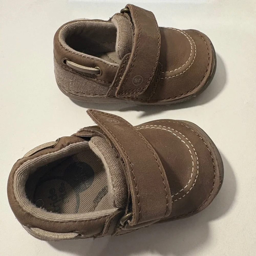 Stride Rite NEW w Box 3.5W Brown Sm Wally Loafer‎ Boat Shoes Hook & Loop